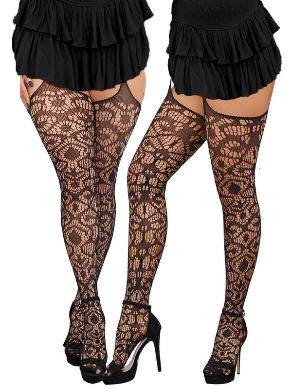 Women's Solid Hollow Out Sheer Fishnet Sexy Tights, Sexy Comfy Breathable Pantyhose for Daily Wear, Ladies Stockings for All Seasons