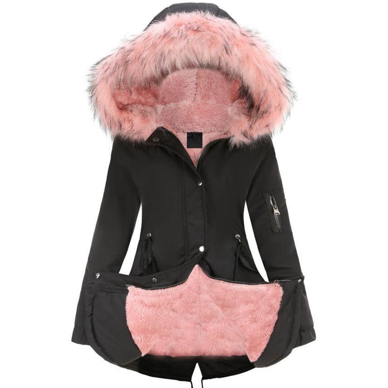 Cozy Faux Fur Lined Parka Hoodie - Soft, Thermal, Long Sleeve, Drawstring Waist, Zip-up, Casual, Warm Winter Coat for Women - Fall and Winter Essential