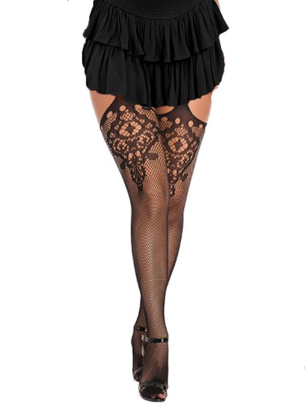 Women's Solid Hollow Out Sheer Fishnet Sexy Tights, Sexy Comfy Breathable Pantyhose for Daily Wear, Ladies Stockings for All Seasons