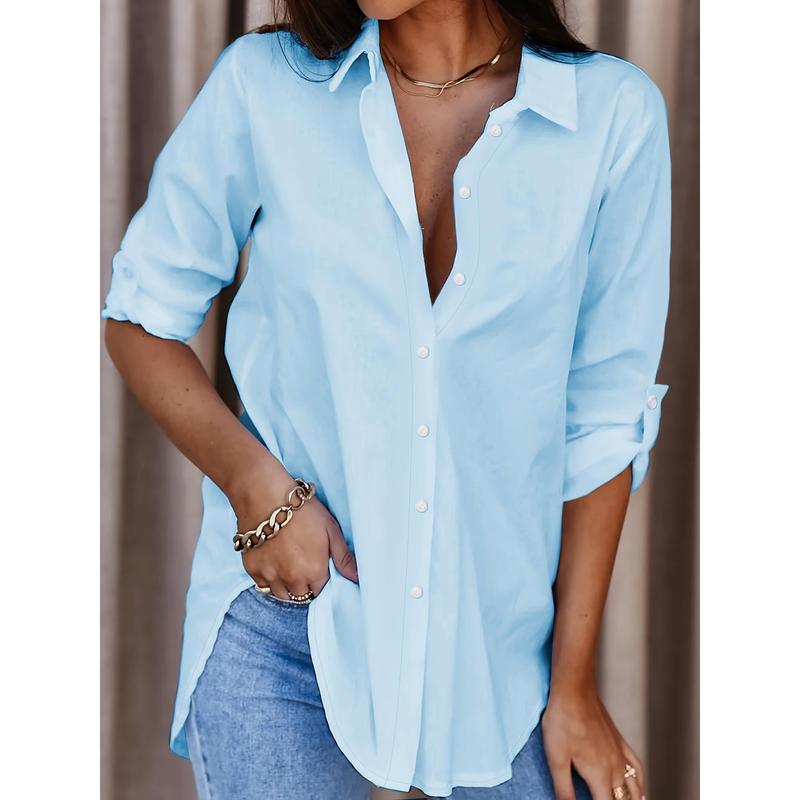 2024 hot selling popular size women's shirt plus size mid-length shirt all-match minimalism shirt