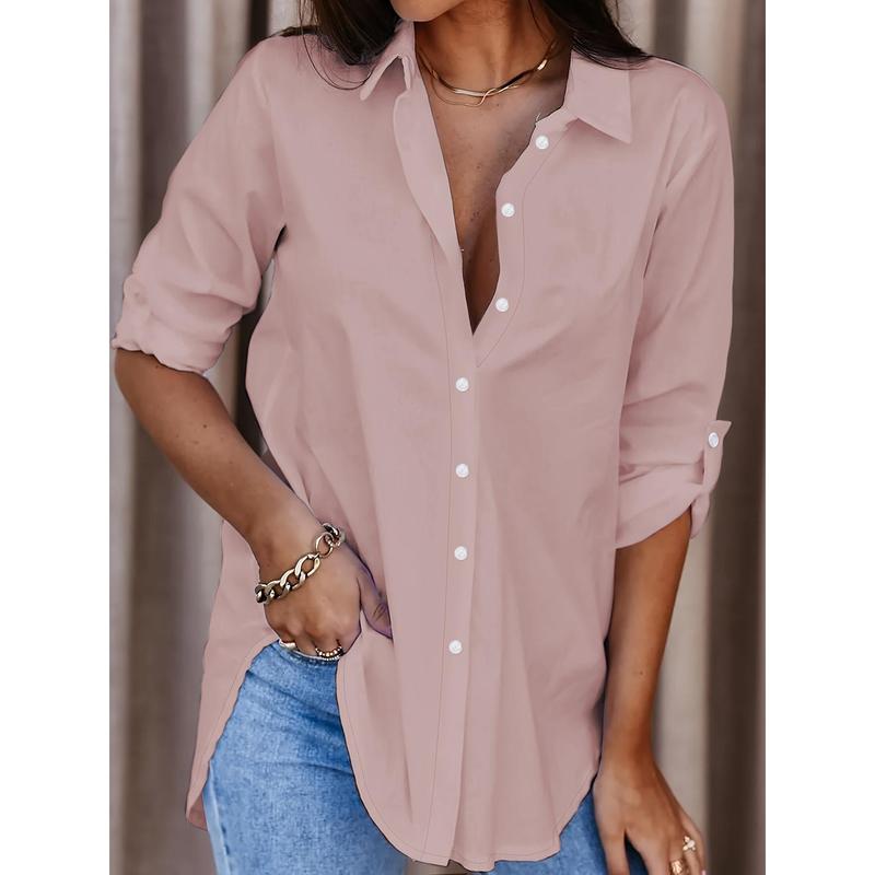 2024 hot selling popular size women's shirt plus size mid-length shirt all-match minimalism shirt