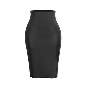 Popilush Built-In Shapewear Faux Leather Midi Skirt