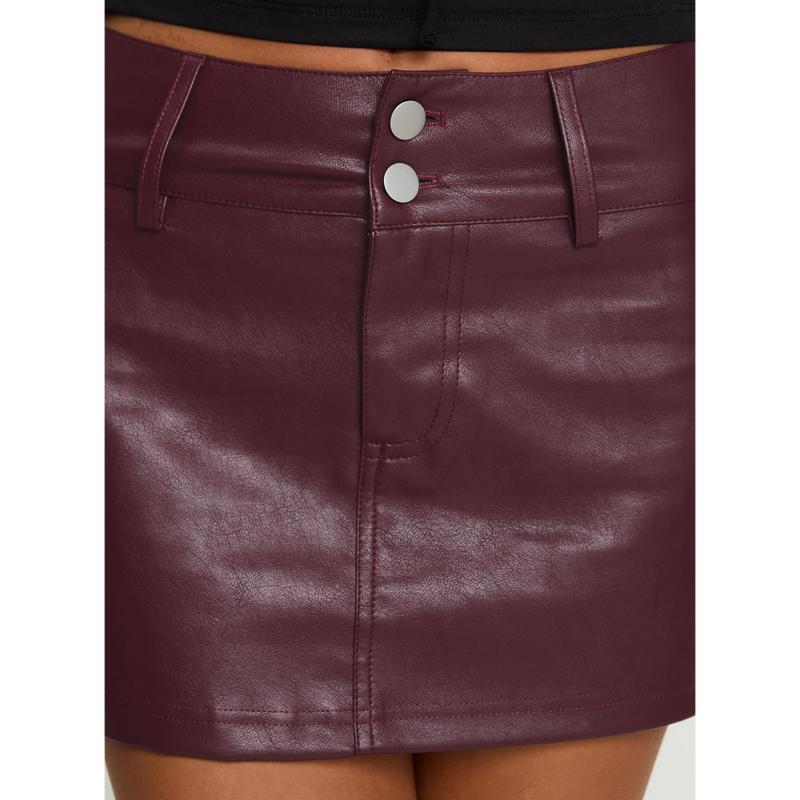 Magee Faux Leather Mini Skirt Burgundy