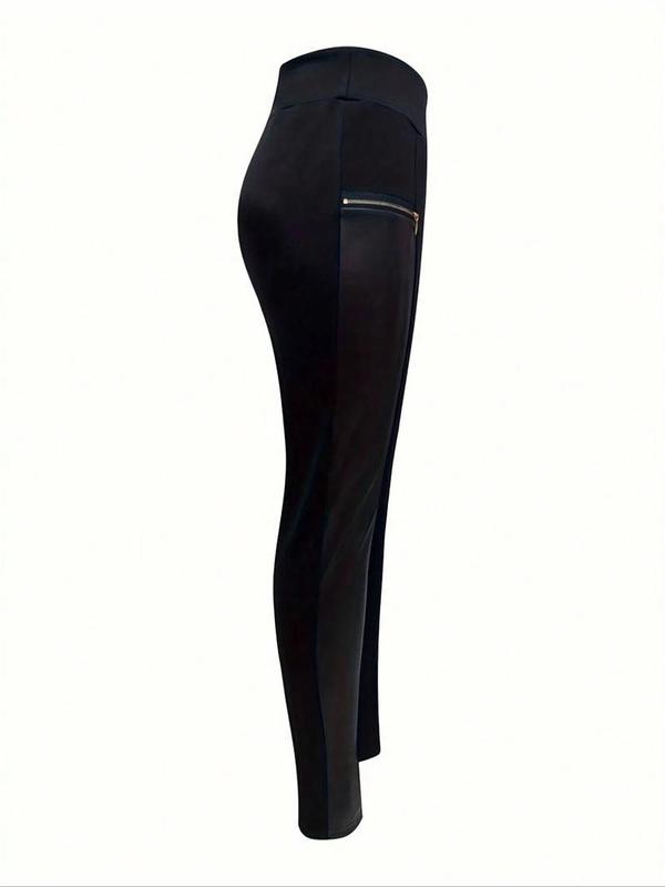 Women's Solid High Waist Leggings, Casual Comfy Skinny Pants for Daily Wear, Ladies Bottoms for All Seasons