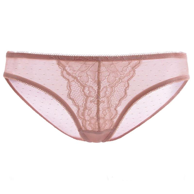 HSIA Enchante Floral Lace Sheer Mesh Back Mid-Rise Brief Matching Panty Underwear