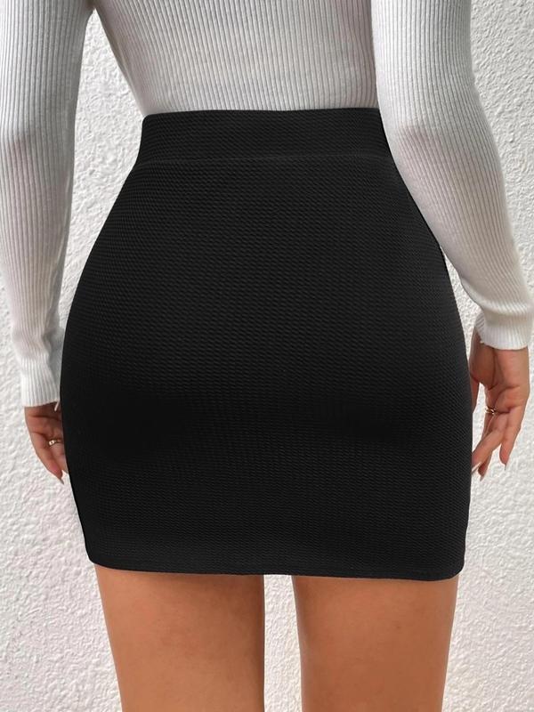 Women's Solid Ruched Wrap Bodycon Skirt, Elegant Fashion Short Skirt for Daily Outdoor Wear, Ladies Bottoms for Summer