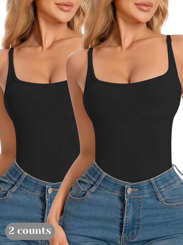 Tummy Control Shapewear Tank Tops for Women Seamless Body Shaper Square Neck Compression Camisole Top