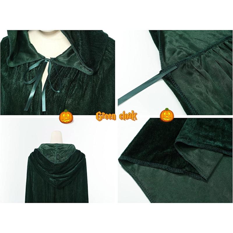 Adult Velvet Cape with Hood, Velvet Cloak for Women and Men, Costumes for Halloween Christmas Renaissance