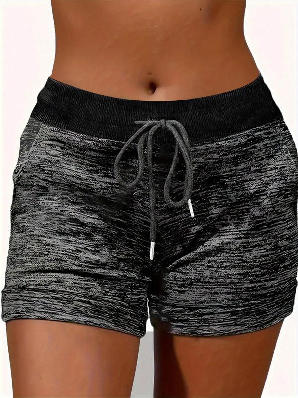 Women's Colorblock Drawstring Waist Shorts, Casual Pocket Straight Leg Shorts, Ladies Bottoms for Summer Daily Wear