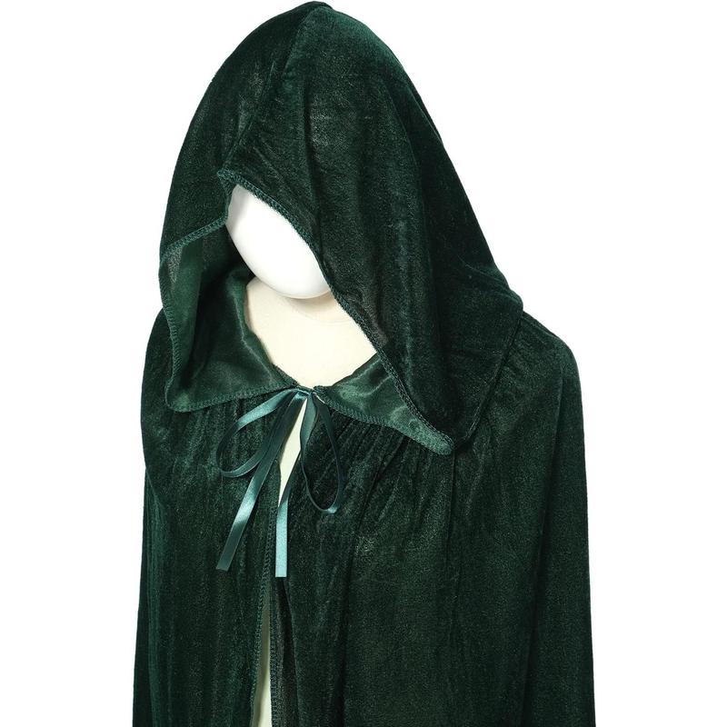 Adult Velvet Cape with Hood, Velvet Cloak for Women and Men, Costumes for Halloween Christmas Renaissance