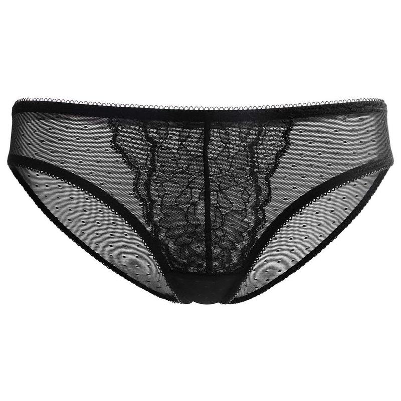 HSIA Enchante Floral Lace Sheer Mesh Back Mid-Rise Brief Matching Panty Underwear