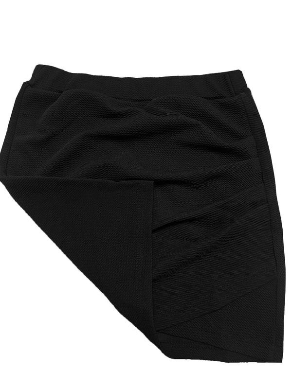 Women's Solid Ruched Wrap Bodycon Skirt, Elegant Fashion Short Skirt for Daily Outdoor Wear, Ladies Bottoms for Summer