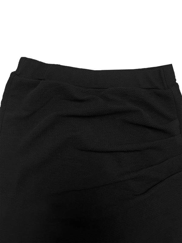 Women's Solid Ruched Wrap Bodycon Skirt, Elegant Fashion Short Skirt for Daily Outdoor Wear, Ladies Bottoms for Summer