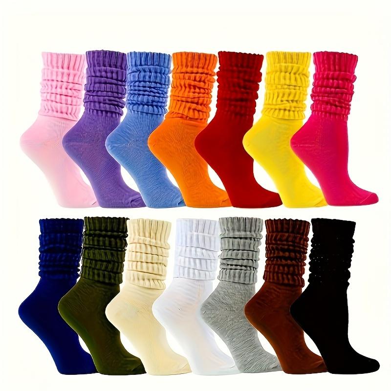 10 Pairs Candy Colored Slouch Socks, Sports & Comfort Extra Long Mid-calf Socks, Women's Stockings & Hosiery