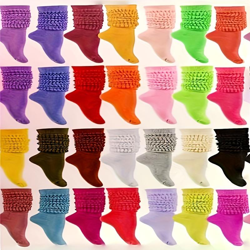 10 Pairs Candy Colored Slouch Socks, Sports & Comfort Extra Long Mid-calf Socks, Women's Stockings & Hosiery