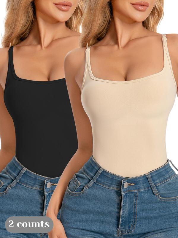 Tummy Control Shapewear Tank Tops for Women Seamless Body Shaper Square Neck Compression Camisole Top