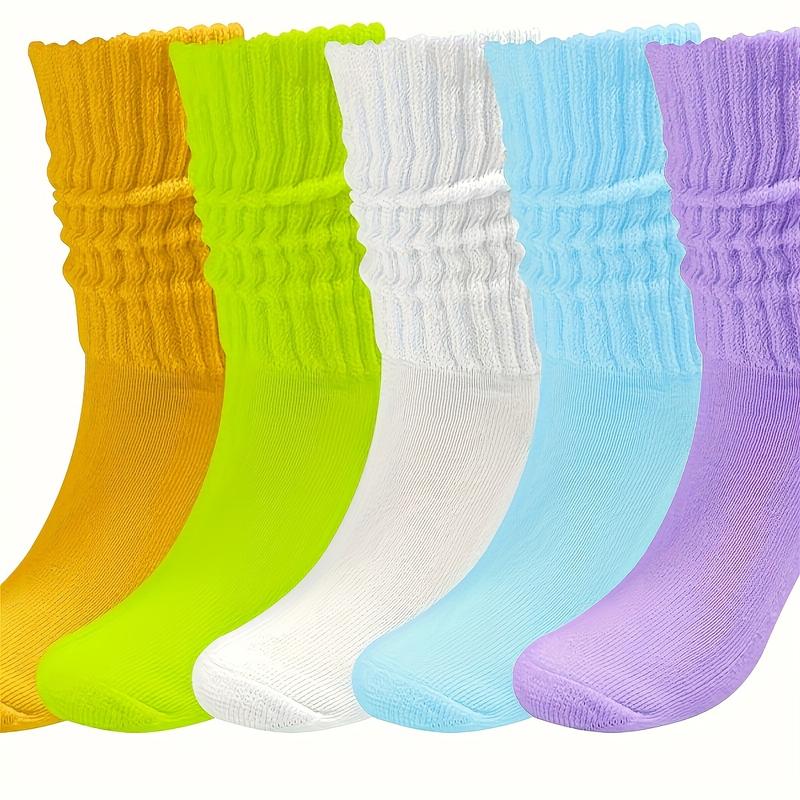 10 Pairs Candy Colored Slouch Socks, Sports & Comfort Extra Long Mid-calf Socks, Women's Stockings & Hosiery