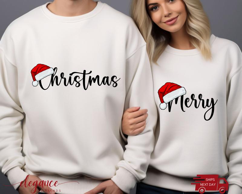 Merry Christmas Couples Sweatshirt, Christmas Outfit