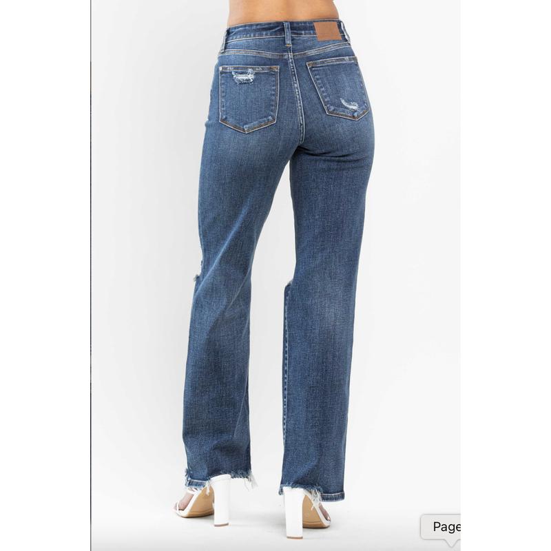 Judy Blue 90's Knee Destroy Straight Leg Jeans