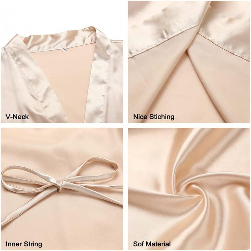 Women's Short Satin Kimono Robe for Wedding Bridal Party Bridesmaid Robe Sleepwear