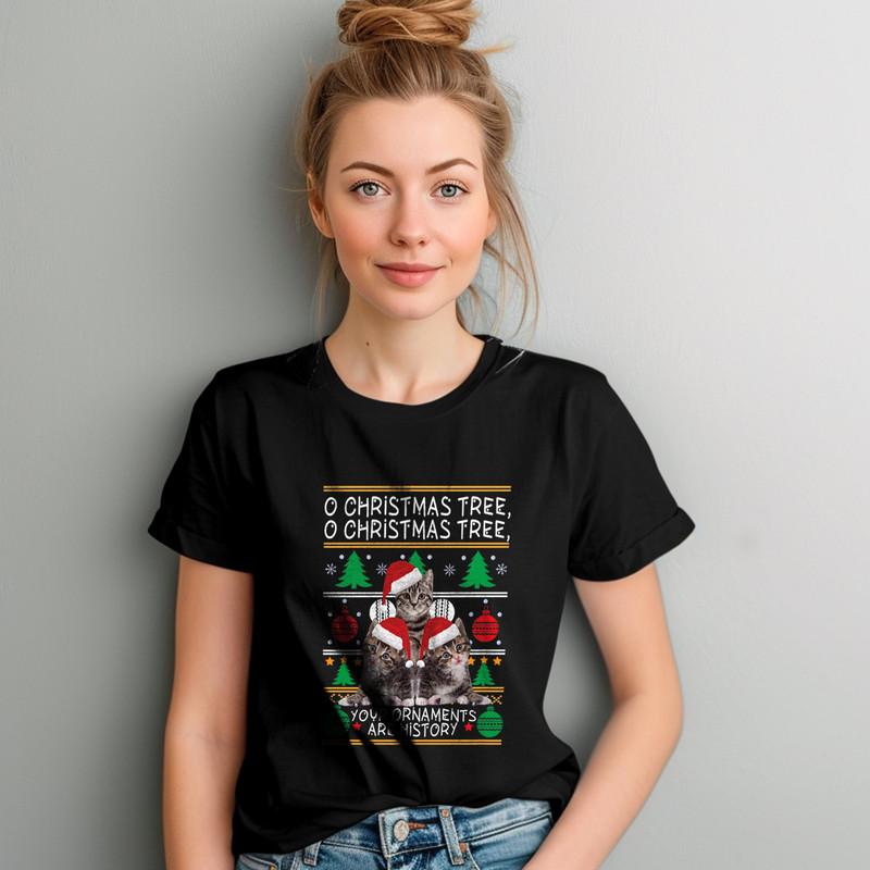 Cats Christmas Shirt Funny Ornaments Pajama Family Gift Tee T-Shirt