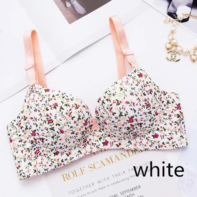 Women Flower Print Seamless Bra Sexy Lingerie Floral Push Up Bras One-Piece Underwear