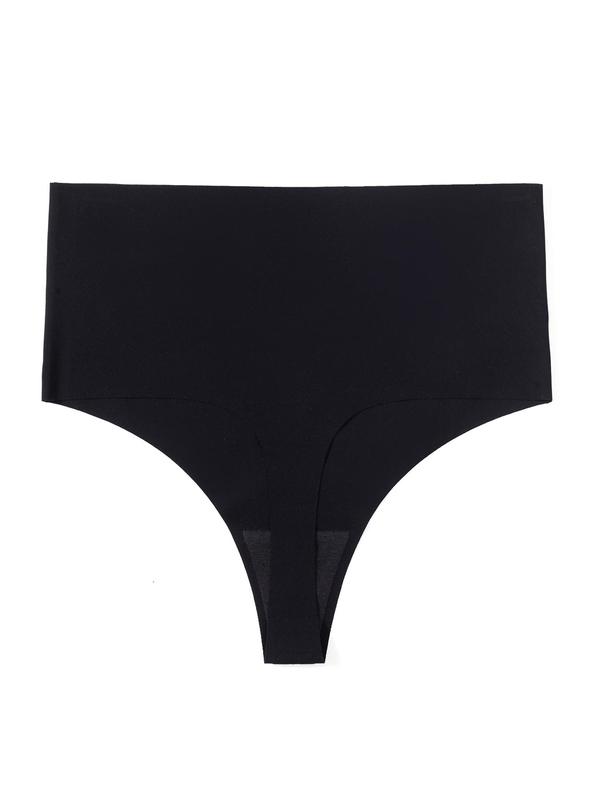 Women's  Solid High Waist Thong, Seamless Knicker for Daily Wear, Comfy Breathable Panty for All Seasons