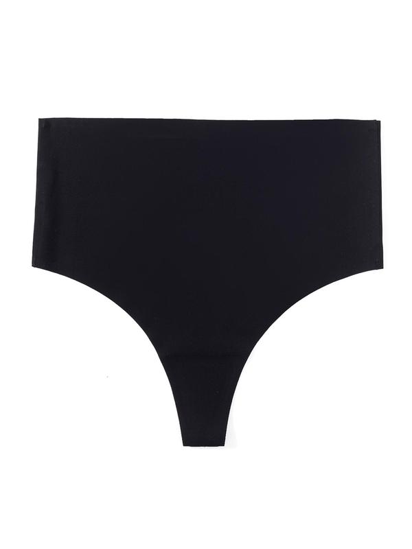 Women's  Solid High Waist Thong, Seamless Knicker for Daily Wear, Comfy Breathable Panty for All Seasons