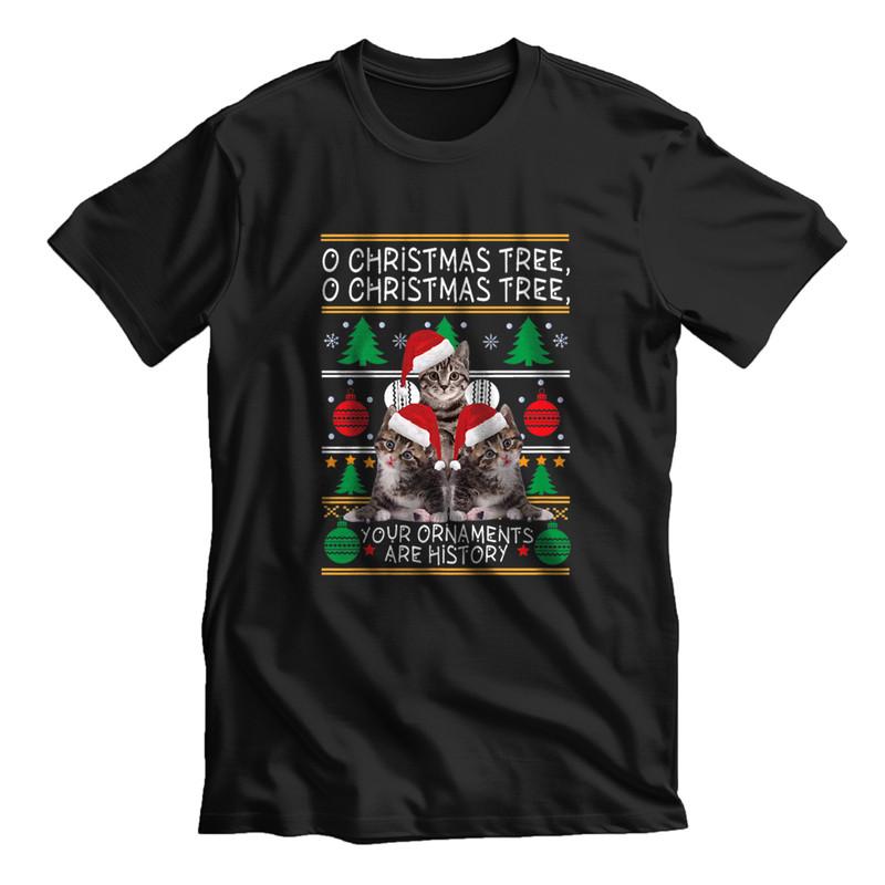 Cats Christmas Shirt Funny Ornaments Pajama Family Gift Tee T-Shirt