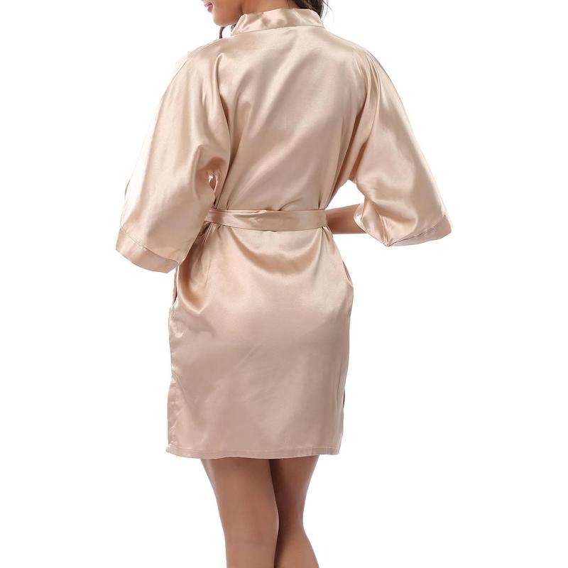 Women's Short Satin Kimono Robe for Wedding Bridal Party Bridesmaid Robe Sleepwear