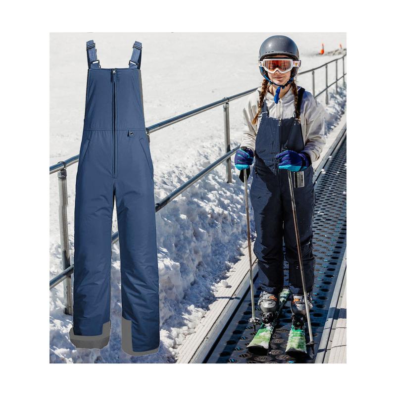 Women's Sleeveless Ski Overalls, Adjustable Shoulder Strap Jumpsuit, Side Pocket Long  Clothes