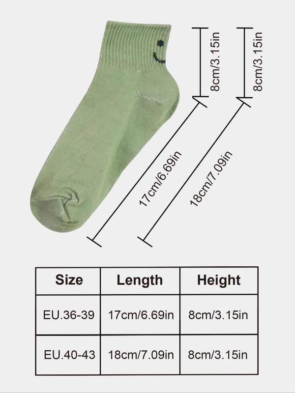 Women's Random Color Cartoon Face Print Ankle Socks, Cute Comfy Breathable Socks, Multipack Knit Socks for All Seasons