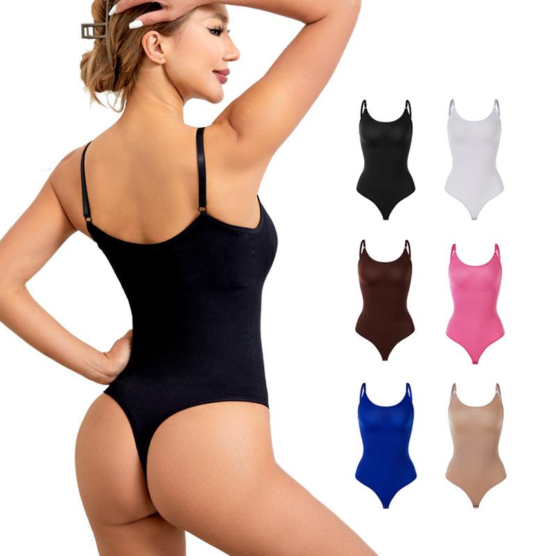 Seamless body shaping bodysuit Tummy control butt lift plus size thong suspender tights