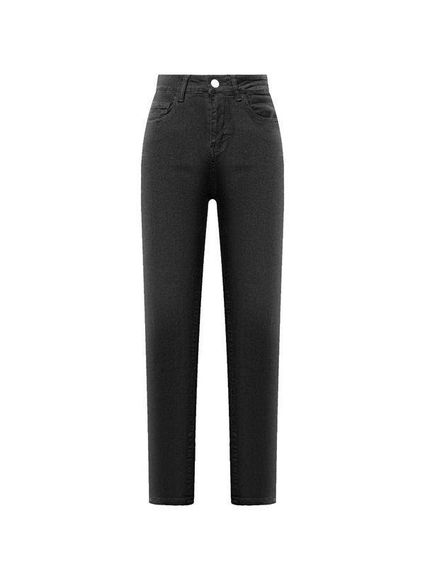  Solid Button Pocket Skinny Jeans, Casual Comfy Denim Jeans for Daily Wear, Women's Bottoms for Fall & Winter