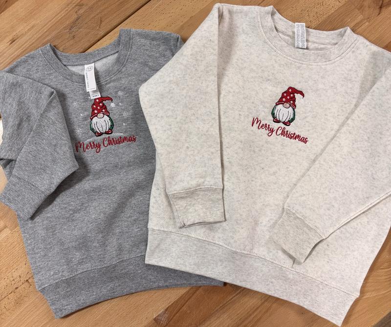 Embroidered Christmas Gnome Sweatshirts for the family christmas sweatshirt