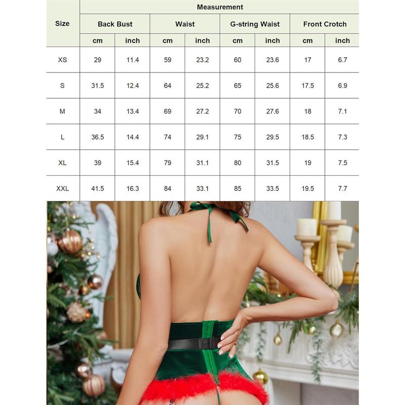 Christmas Lingerie Sets Women Garter Bustier Set Santa Babydoll Bodysuits Lace Chemise (No Stockings) S-XXL