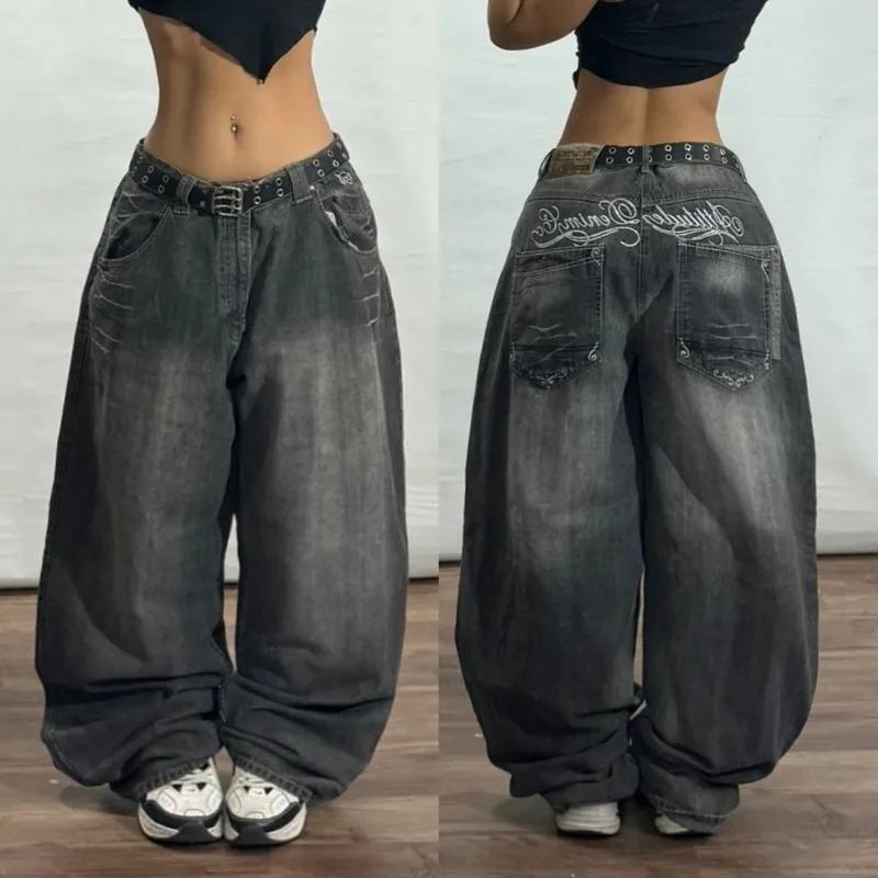 Y2K Fashion New Women Letter Print Baggy Jeans Streetwear Vintage Gothic Popular Casual Joker High Waist Wide Leg Pants Clothing