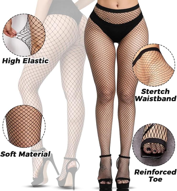 8 count Black Fishnet Stockings For Women, Thigh Hight Fishnet Tights, Ladies Fish Net Tights Plus Size One Size Fit All