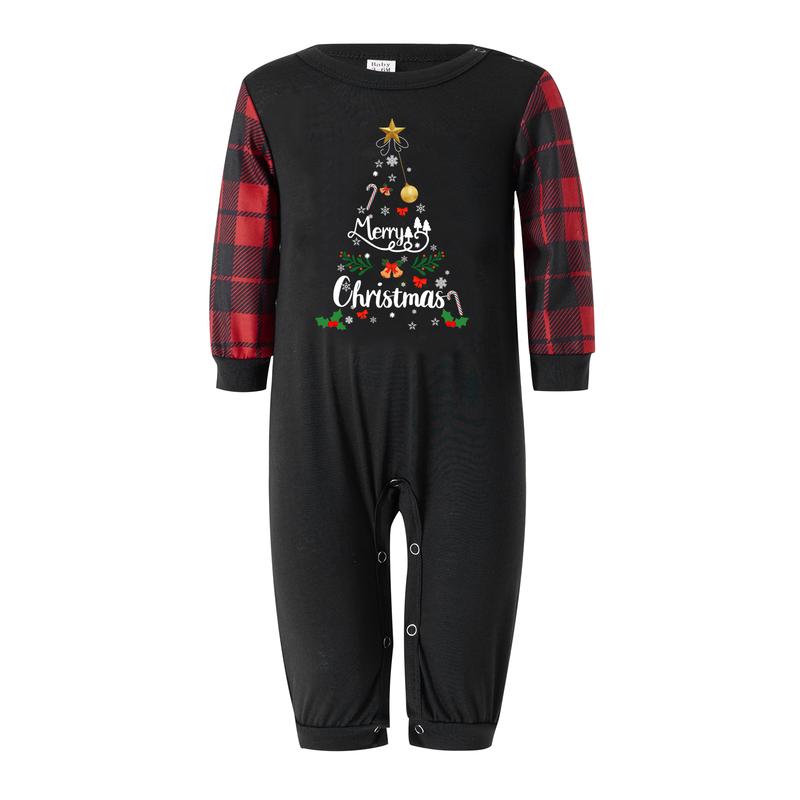 Christmas Family Matching Pajamas Set Holiday Letter & Snowflake Print Sleepwear Xmas PJS Set for Couples and Kids