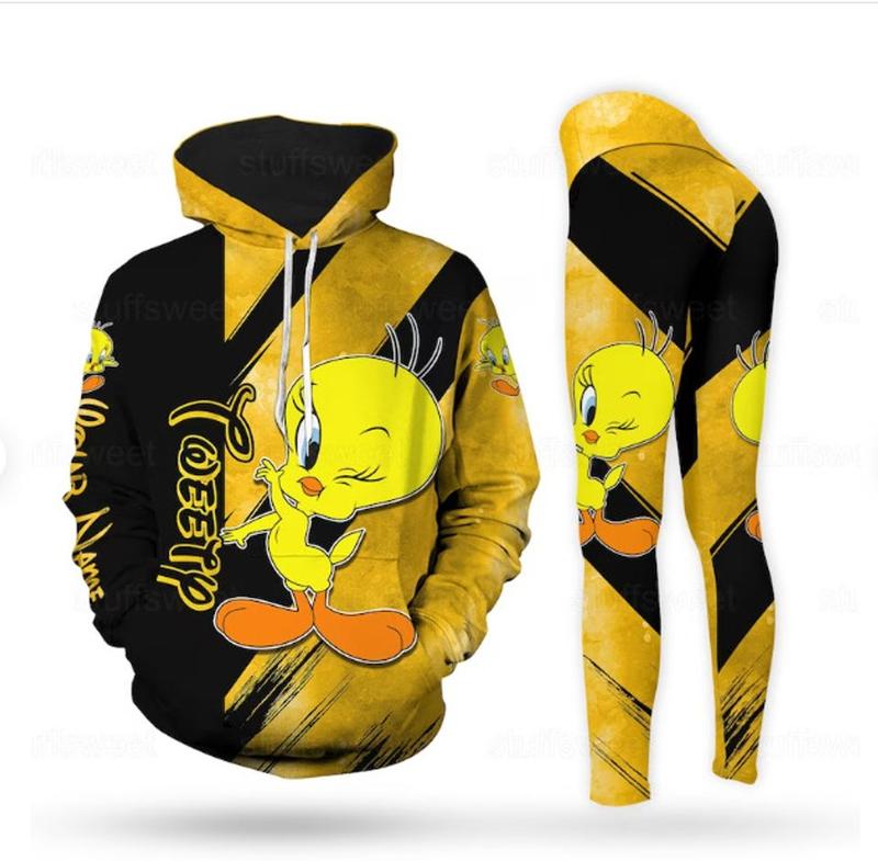 Tweety Hoodie Leggings, Tweety Woman Leggings