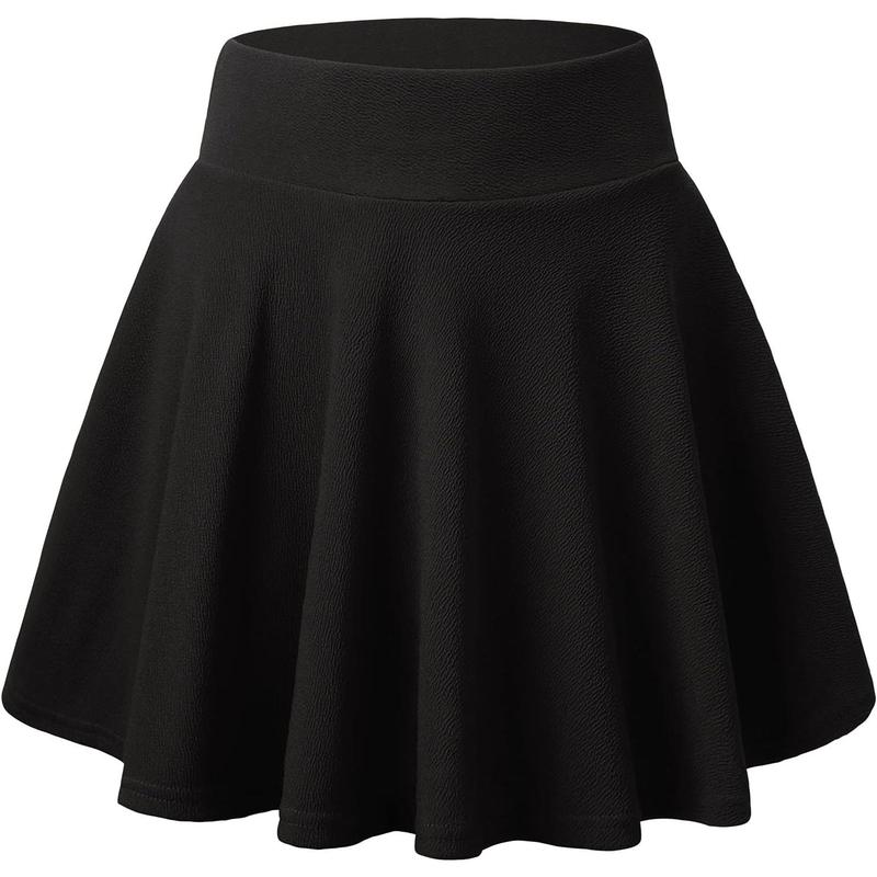 Fashion Women's Casual Stretchy Flared Pleated Mini Skater Skirt with Shorts