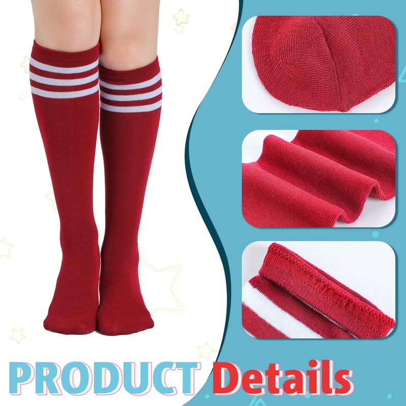 6 Pair Knee High Socks for Women Long Tube Striped Socks Roller Skate Socks for Girls Christmas School Womenswear