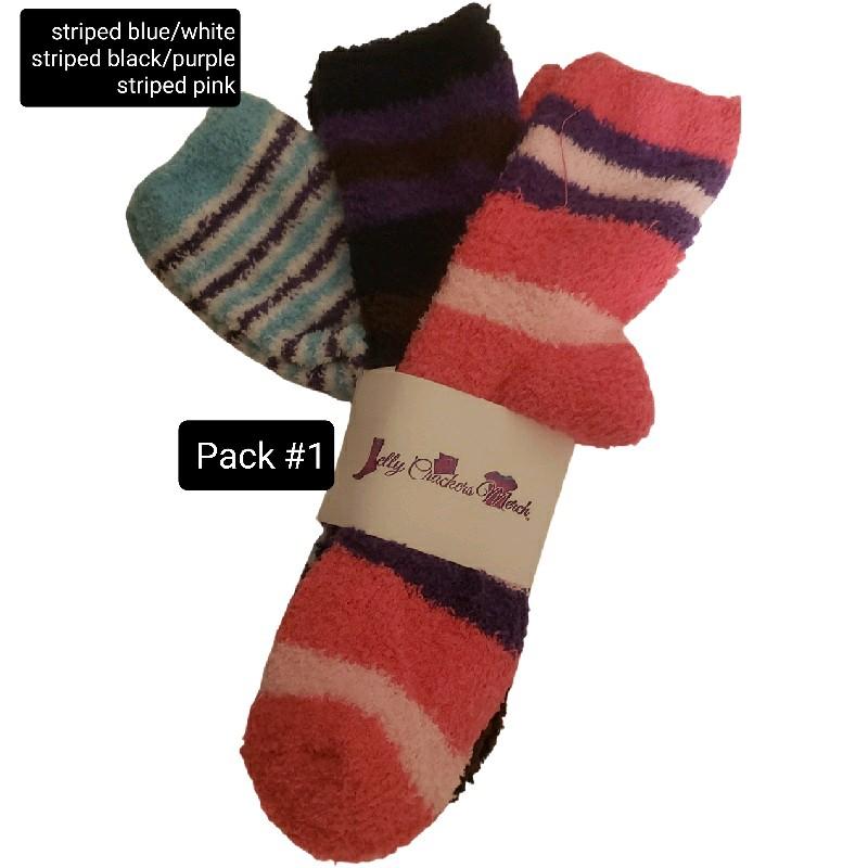 Fuzzy socks for Women  3 pack Fuzzy striped socks Polyester Winter Comfortable