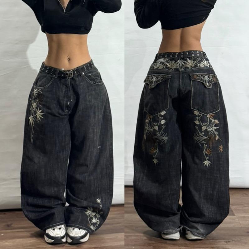 Y2K Fashion New Women Letter Print Baggy Jeans Streetwear Vintage Gothic Popular Casual Joker High Waist Wide Leg Pants Clothing