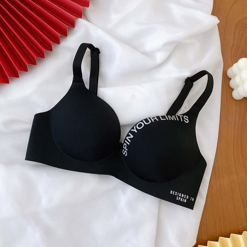 British Letters Bra One-piece Seamless Wireless Adjustable Underwear For Women Cotton Fabric Womenswear Spandex Bottom Light Polyester