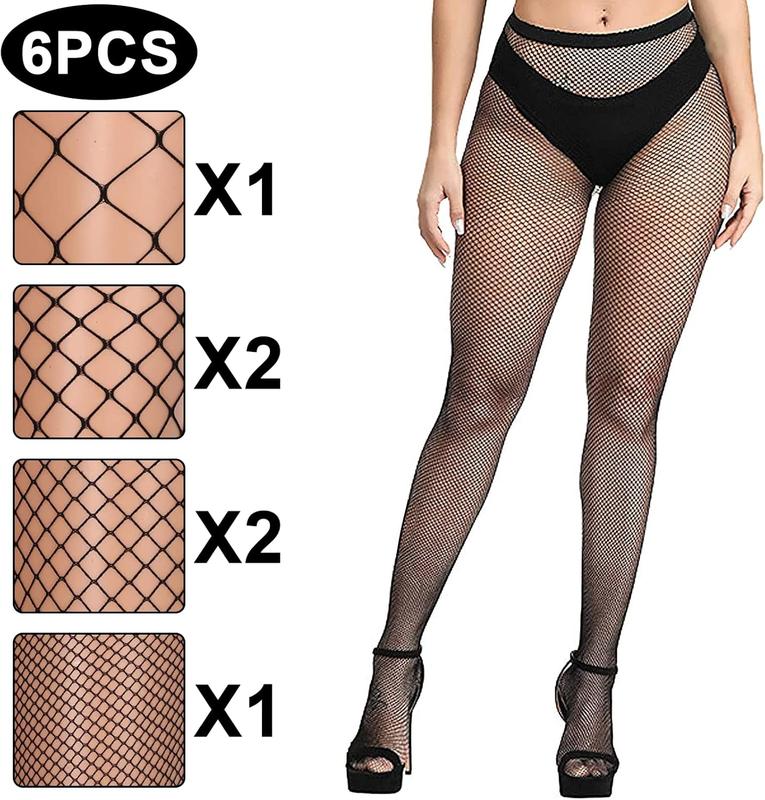 8 count Black Fishnet Stockings For Women, Thigh Hight Fishnet Tights, Ladies Fish Net Tights Plus Size One Size Fit All