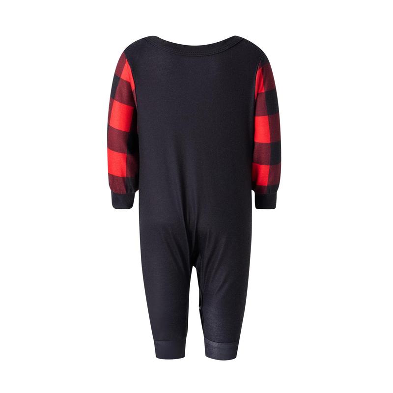 Hot Matching Christmas Pajamas For Family, Baby Romper Letter Christmas Hat Print Long Sleeve Tops + Plaid Pants Sleepwear Set