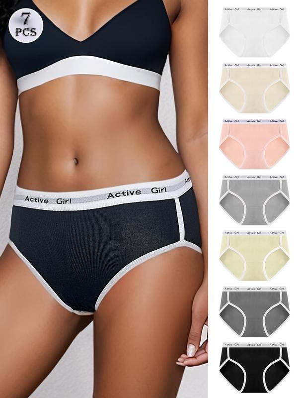 Women's Letter Tape Waist Panties, Soft Stretch Comfy Breathable Briefs for Daily Wear, Ladies Underwear for All Seasons