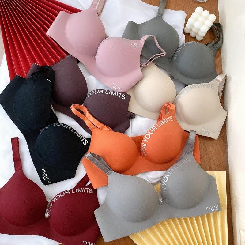 British Letters Bra One-piece Seamless Wireless Adjustable Underwear For Women Cotton Fabric Womenswear Spandex Bottom Light Polyester