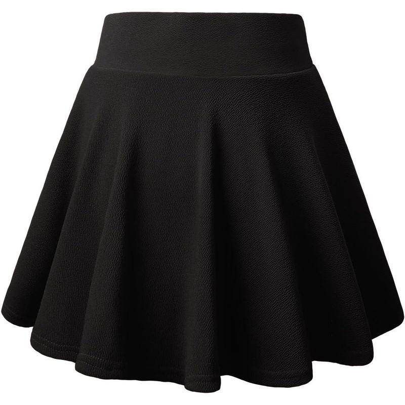 Fashion Women's Casual Stretchy Flared Pleated Mini Skater Skirt with Shorts